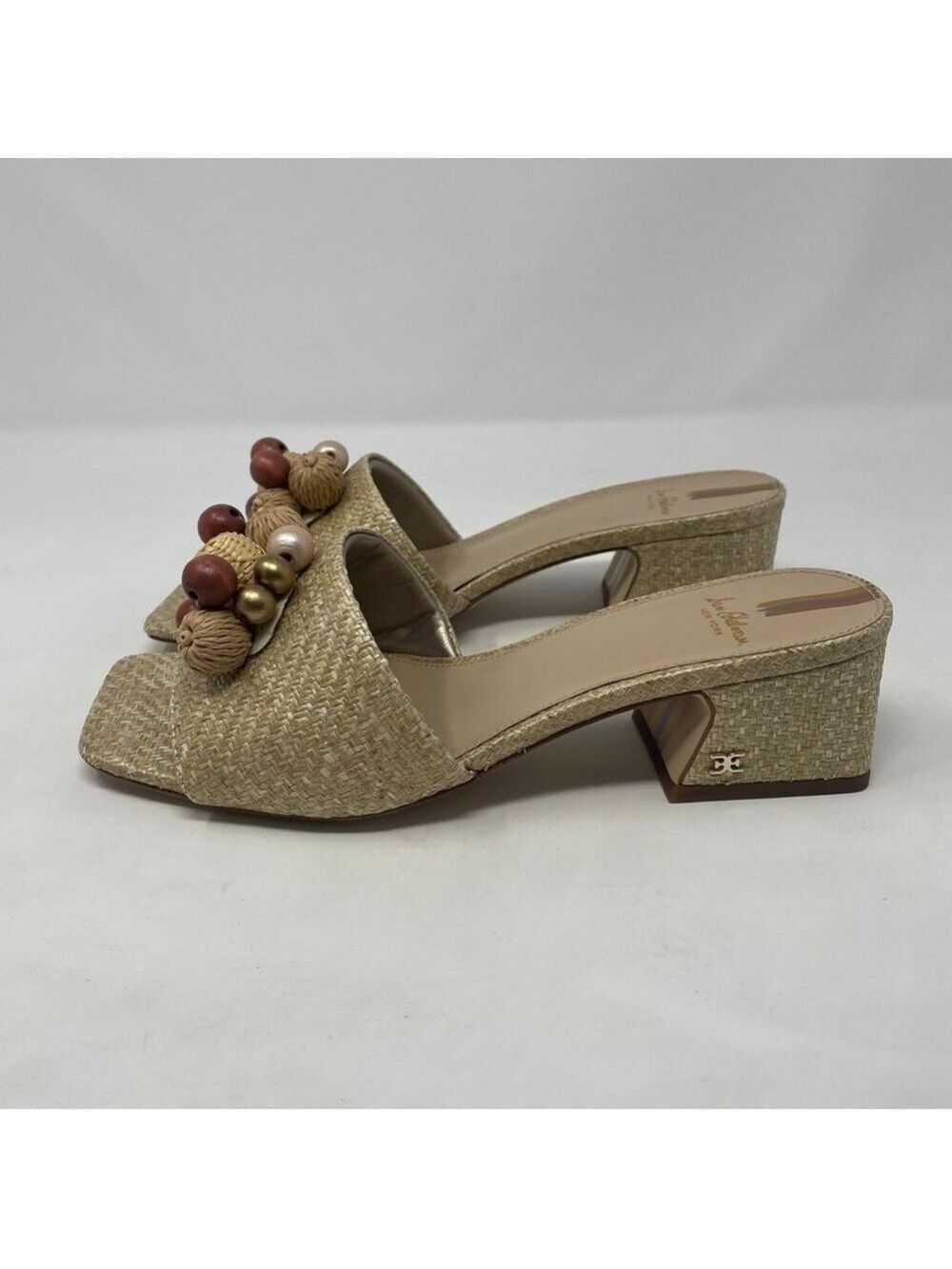Sam Edelman Weston Eggshell Weave Block Heel Slide Sandal - NWT - Picture 8 of 12